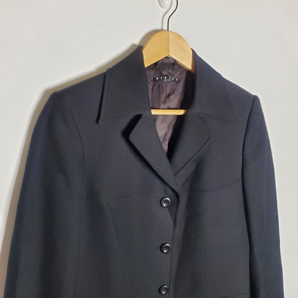 Sisley Vintage Black 4 Button long line blazer jacket Size 40 EU Great condition - Picture 2 of 10